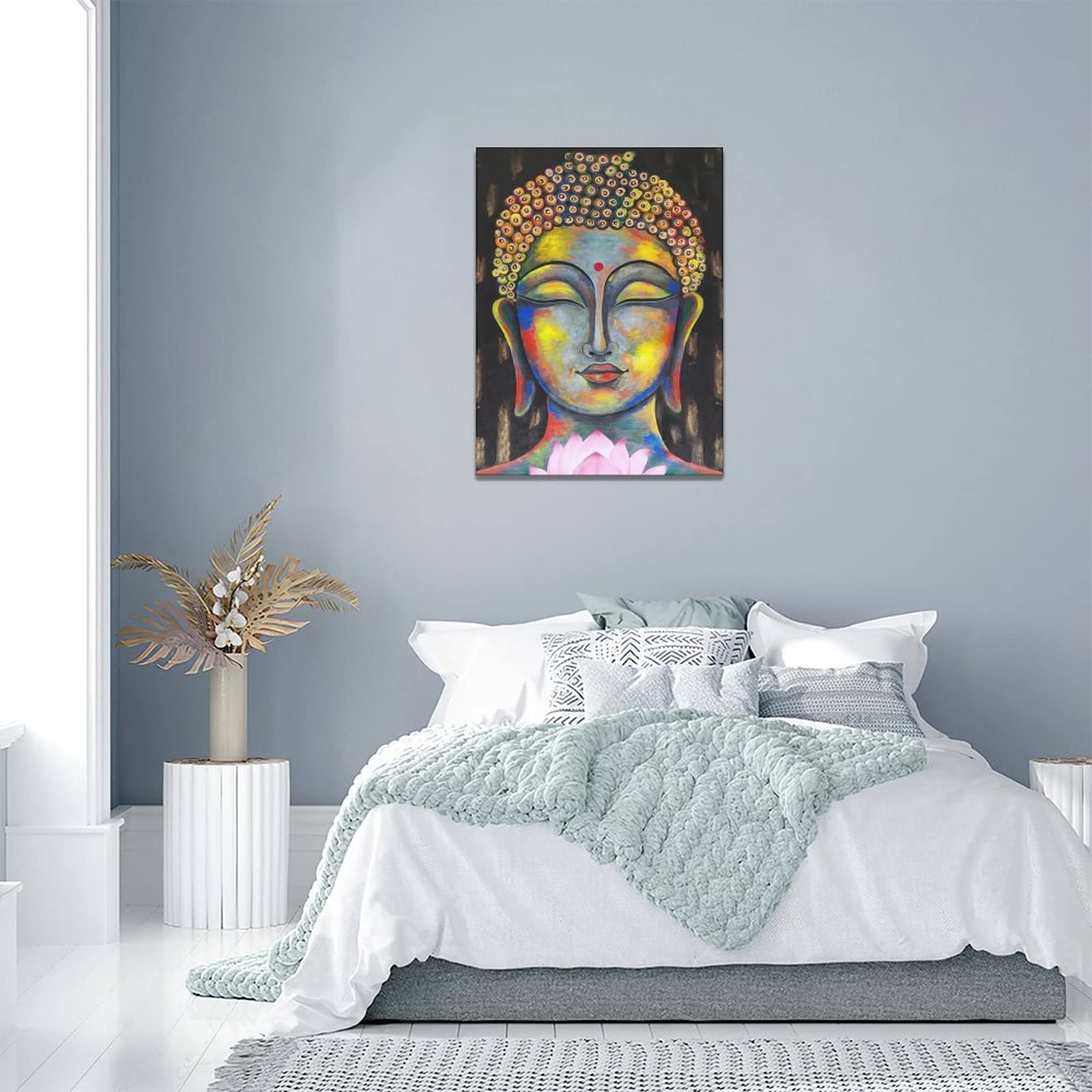 Amazon.co.jp: 仏陀のウォールアート 仏教瞑想 壁装飾 蓮の花の絵